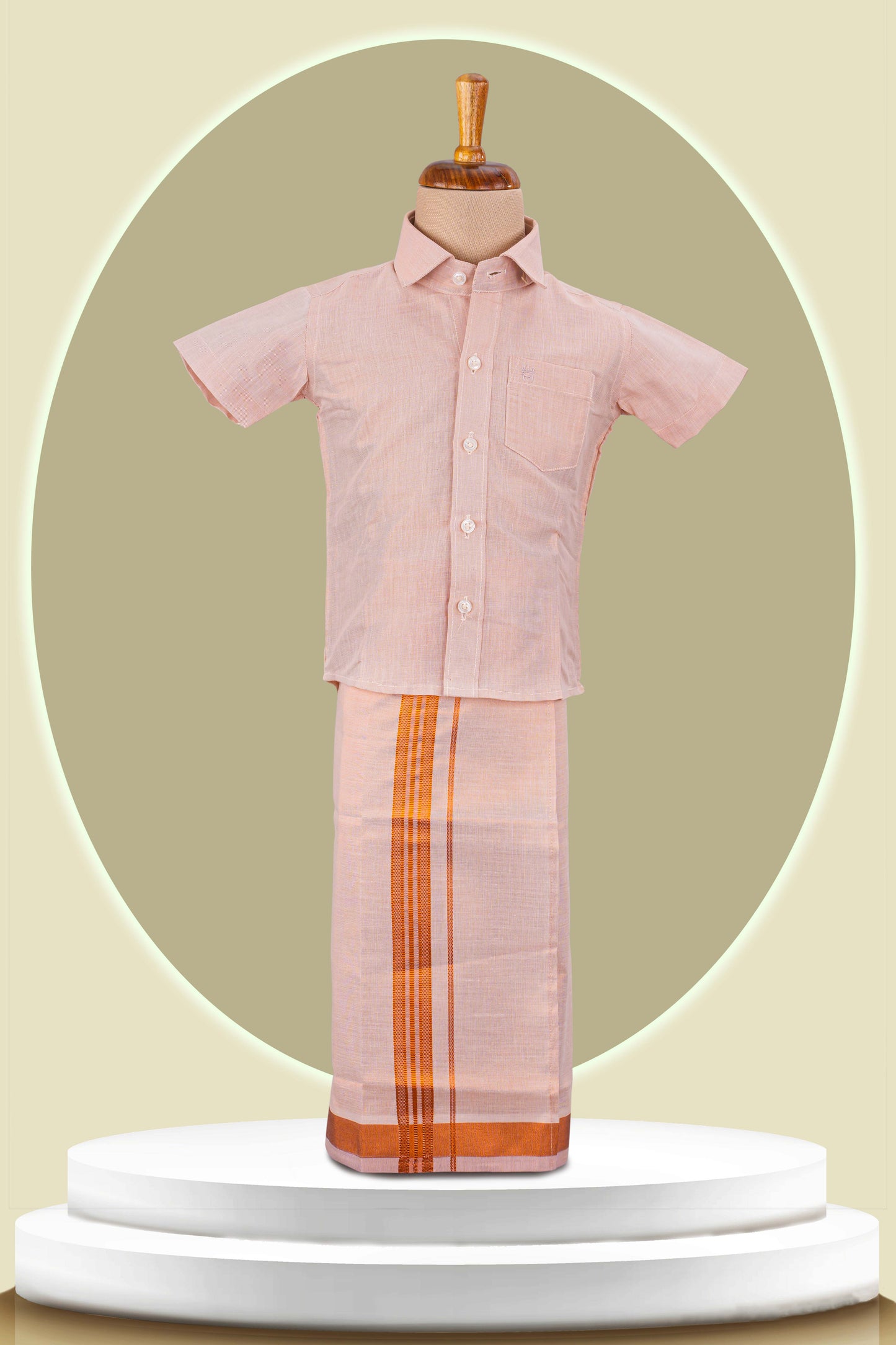 copper dhoti shirt set