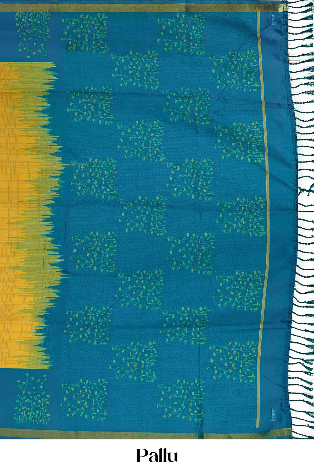 Yellow Linen Saree Body Checked With Contrast Double Side Bentex Border