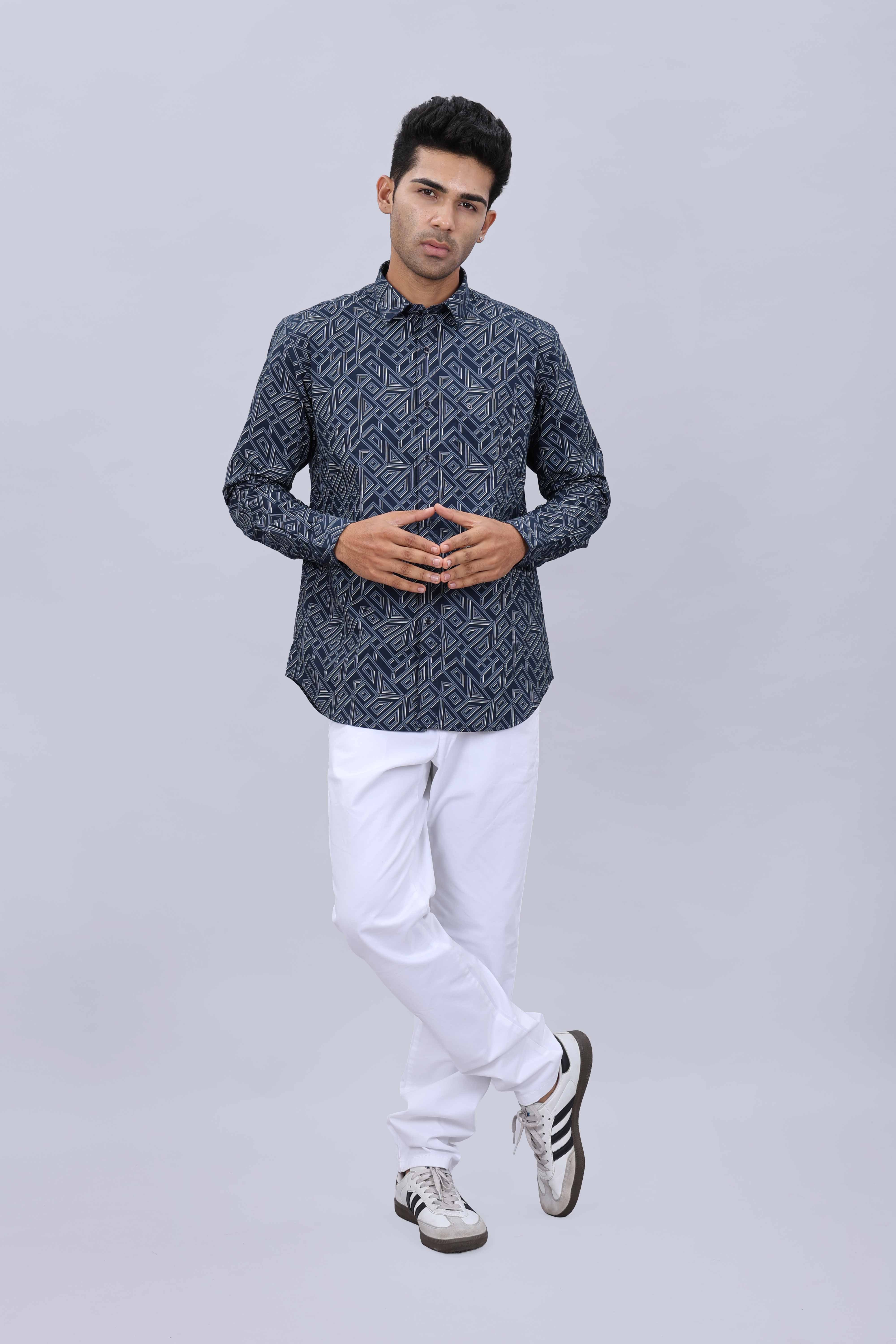  dobby printed cotton shirt