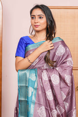 dola silk saree with contrast blouse