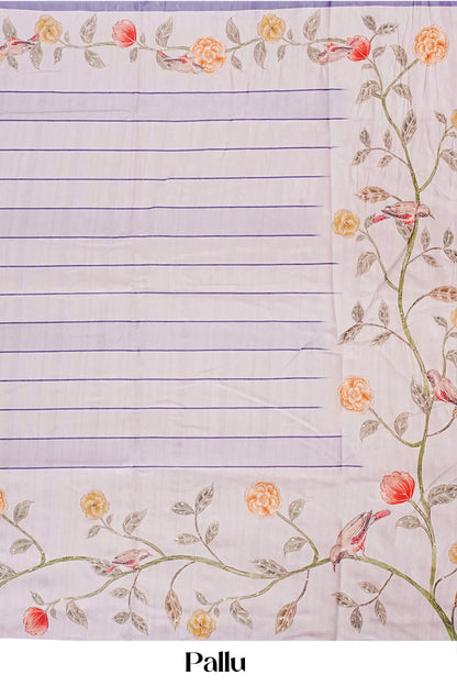 floral printed white pallu
