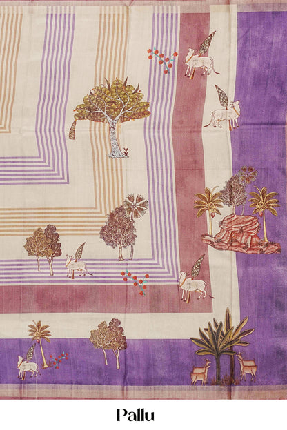golden printed pallu