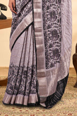 gray elephant Patten saree 