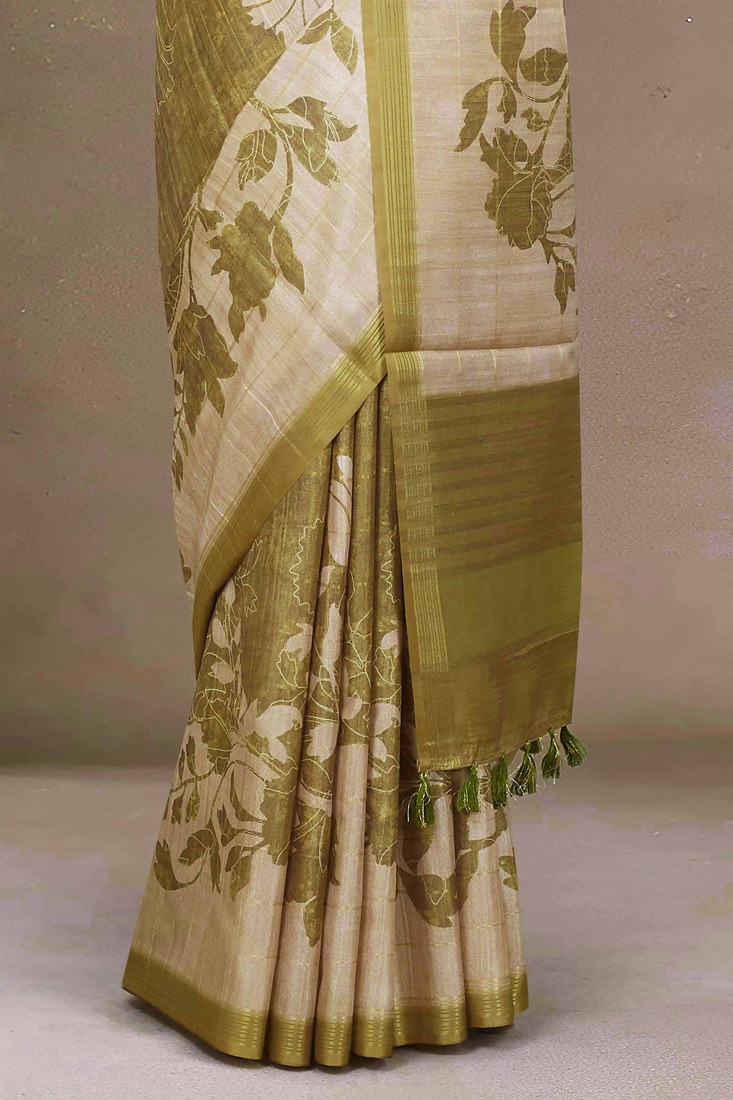  green and Gold zari border 