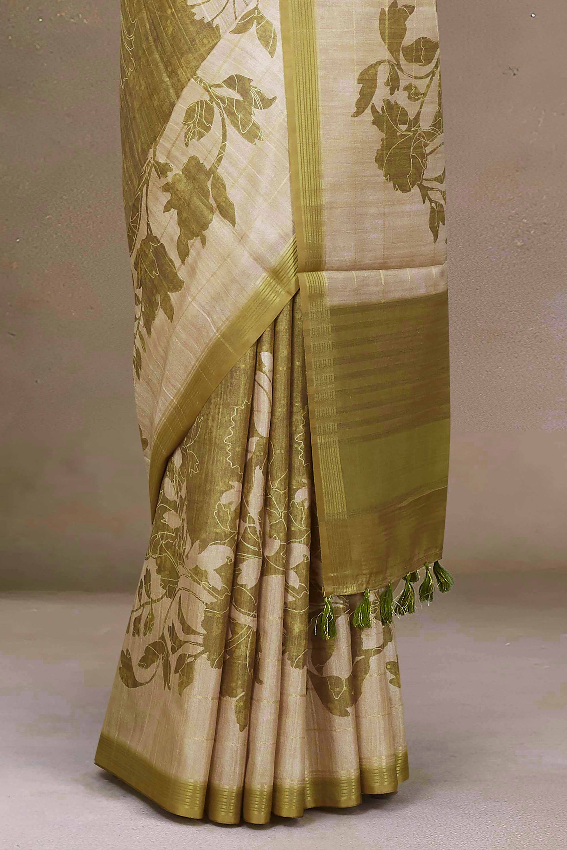  green and Gold zari border 