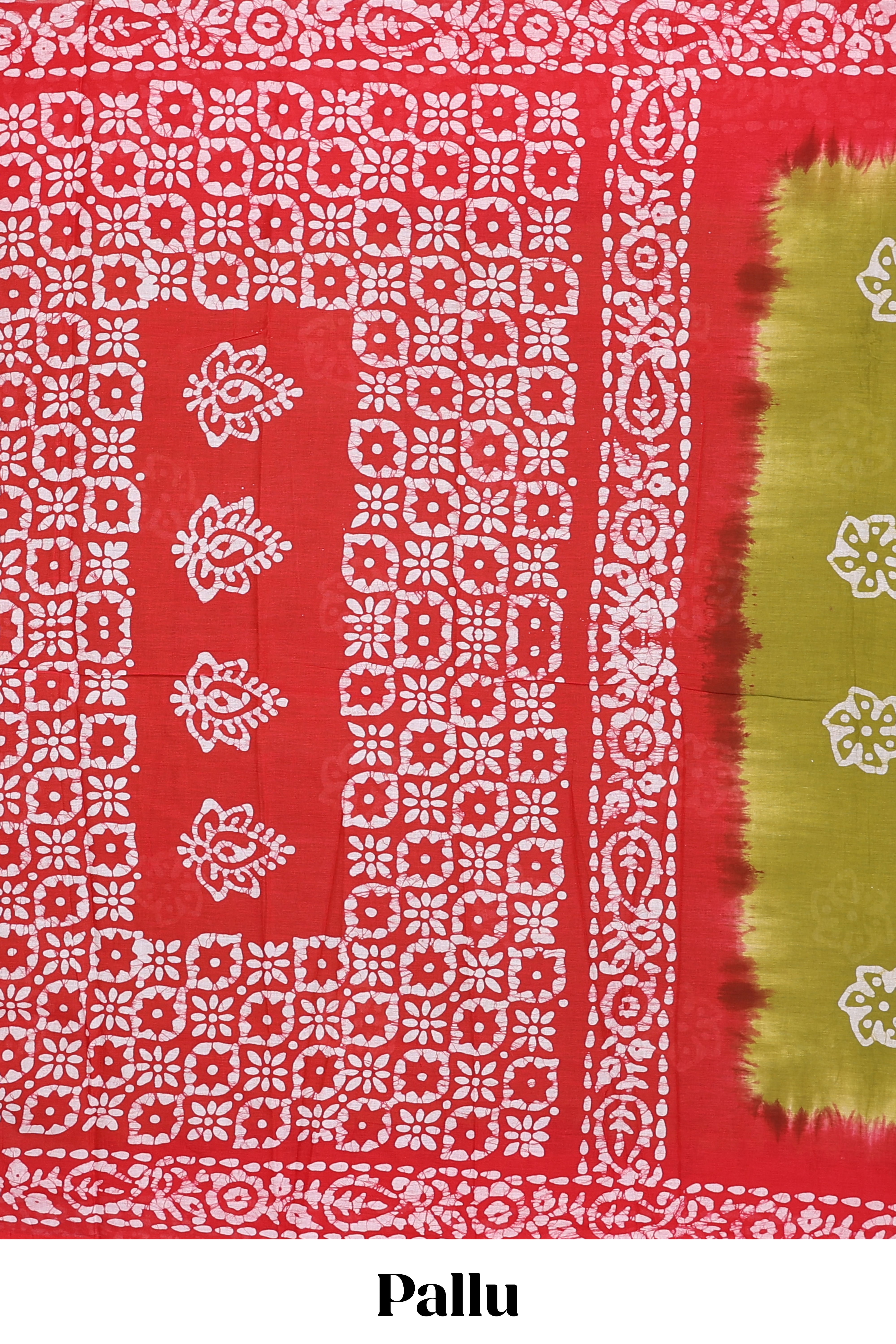  green batik print saree