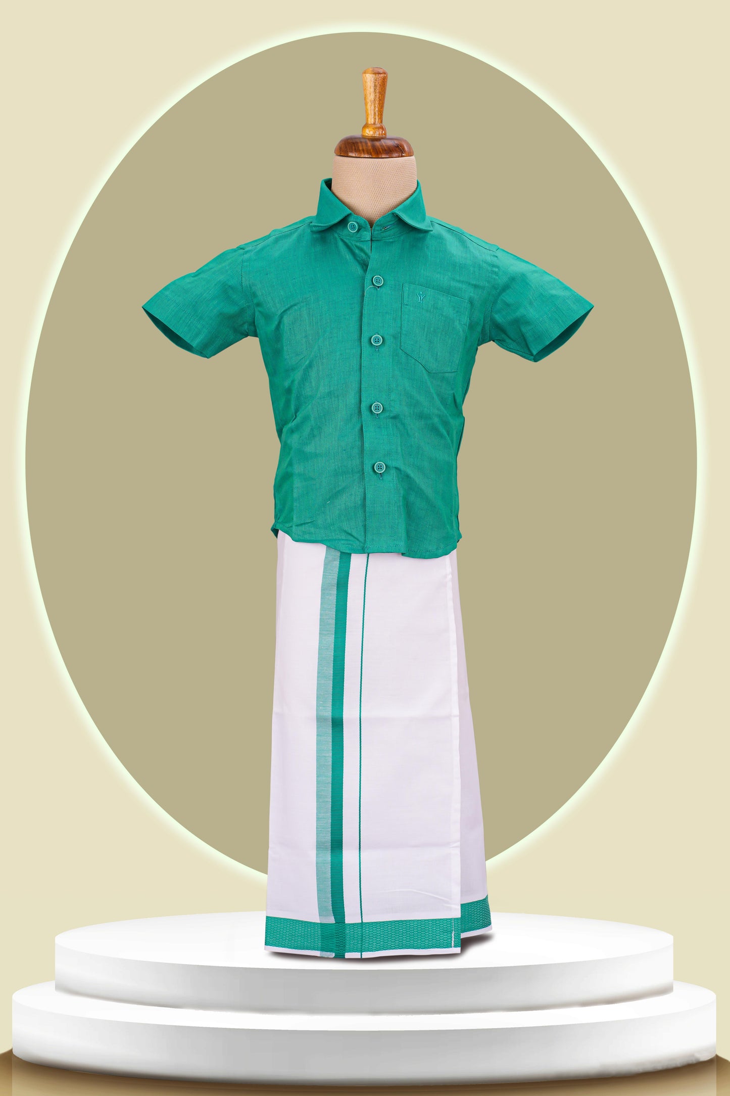 green boys dhoti set kids