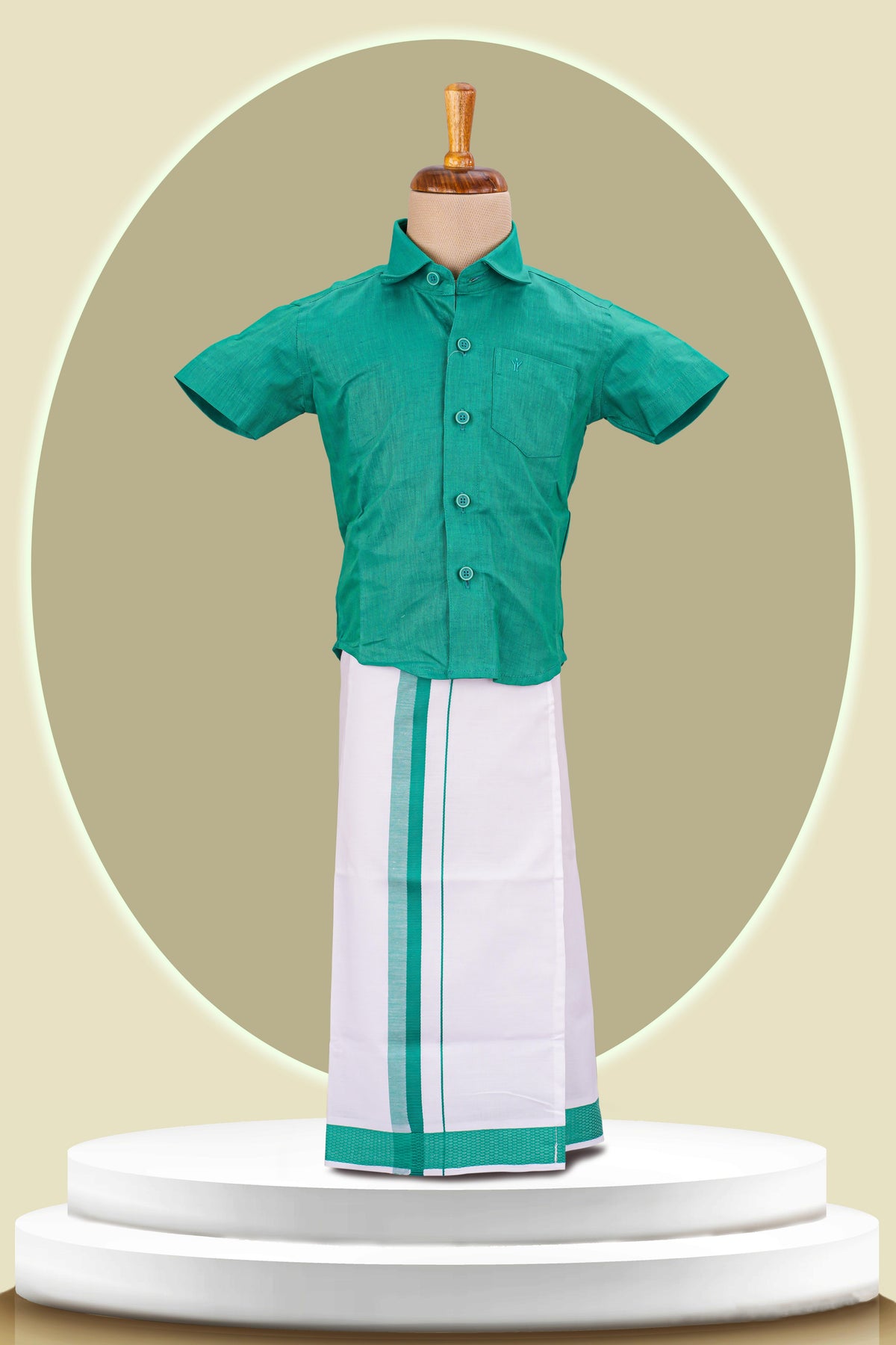 green boys dhoti set kids