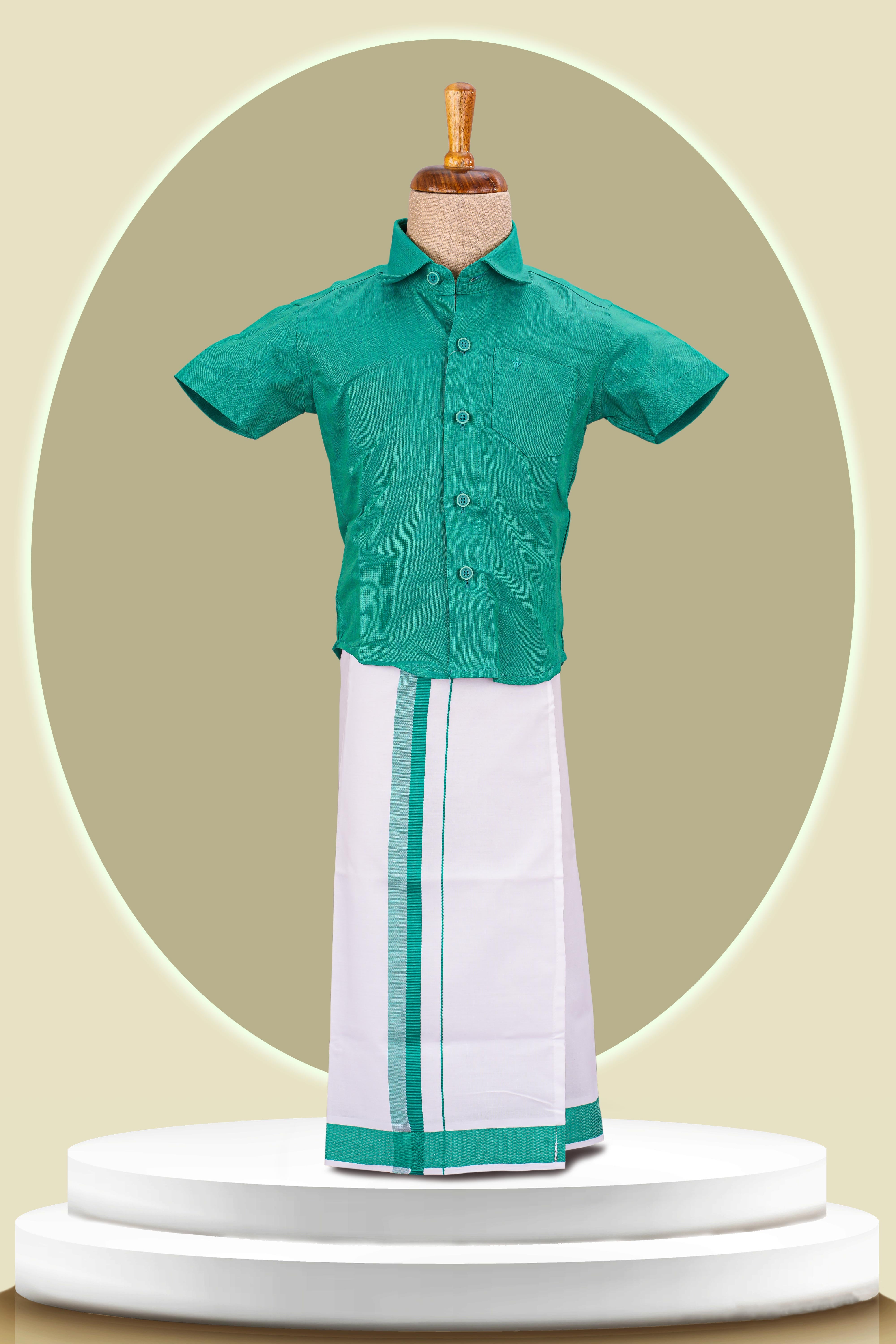 green boys dhoti set kids