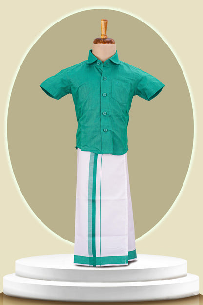 green boys dhoti set kids