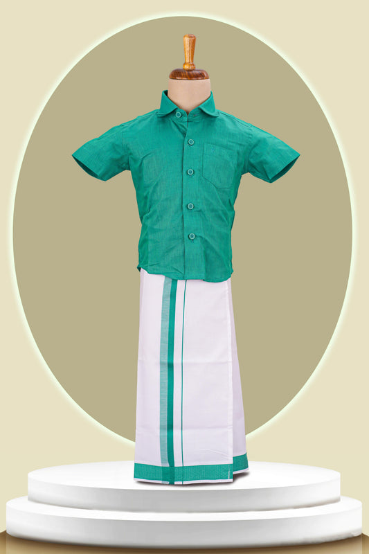 green boys dhoti set kids