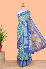 green khadi cotton saree