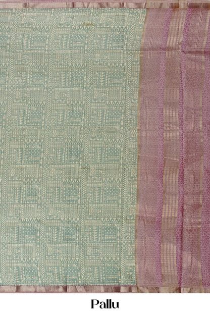 green saree with pink border