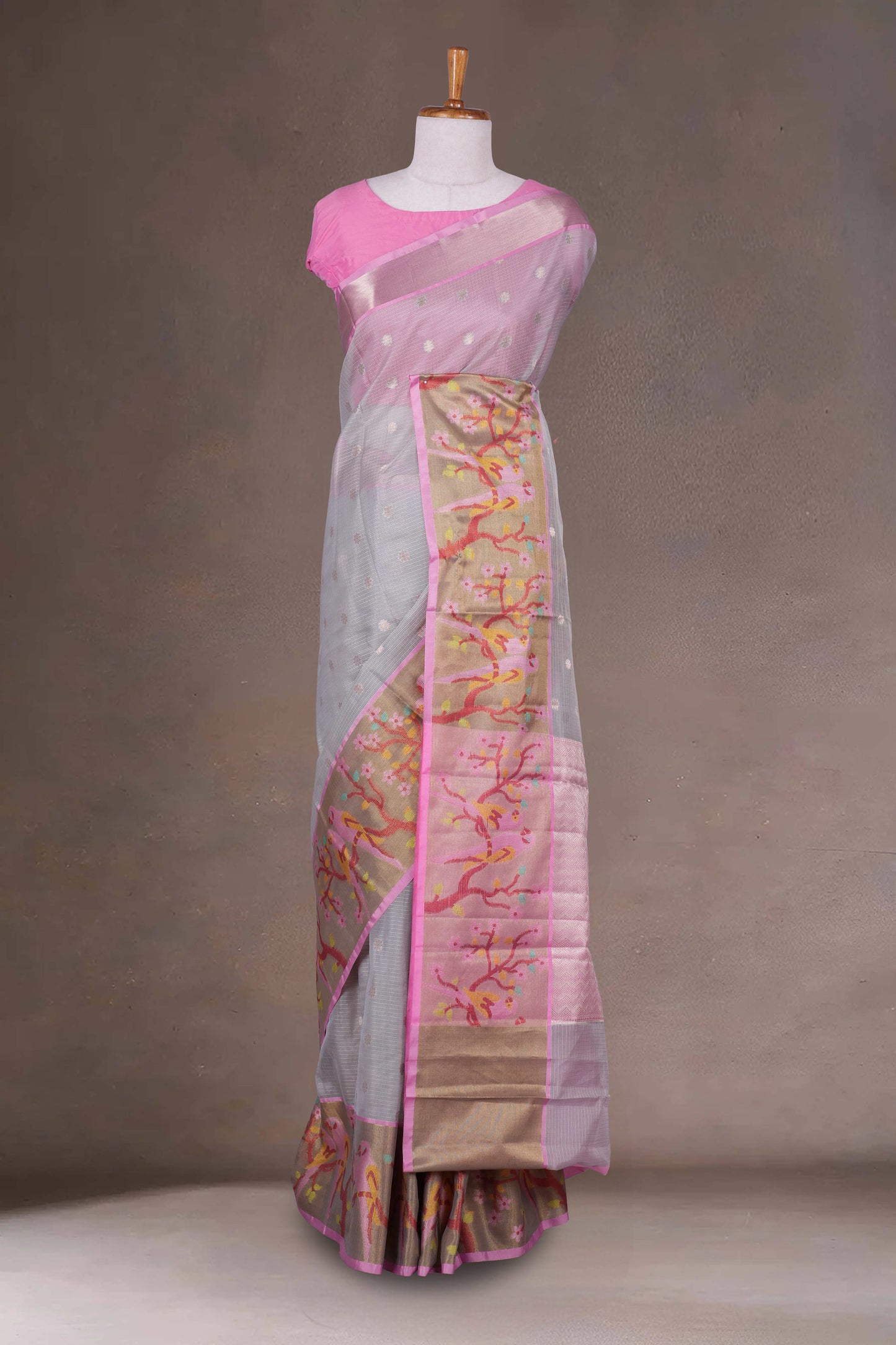 grey cotton Kota cotton saree