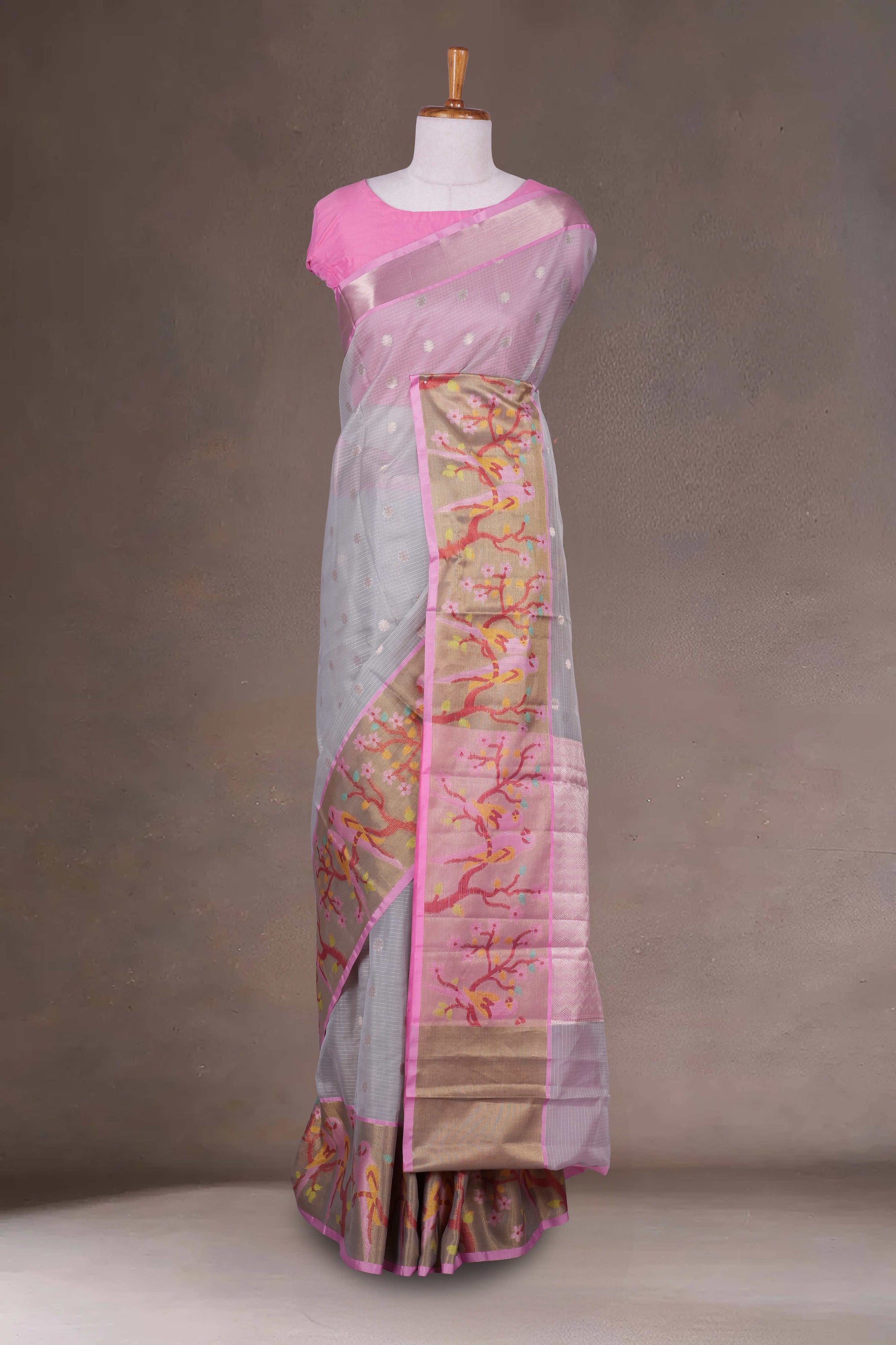 grey cotton Kota cotton saree
