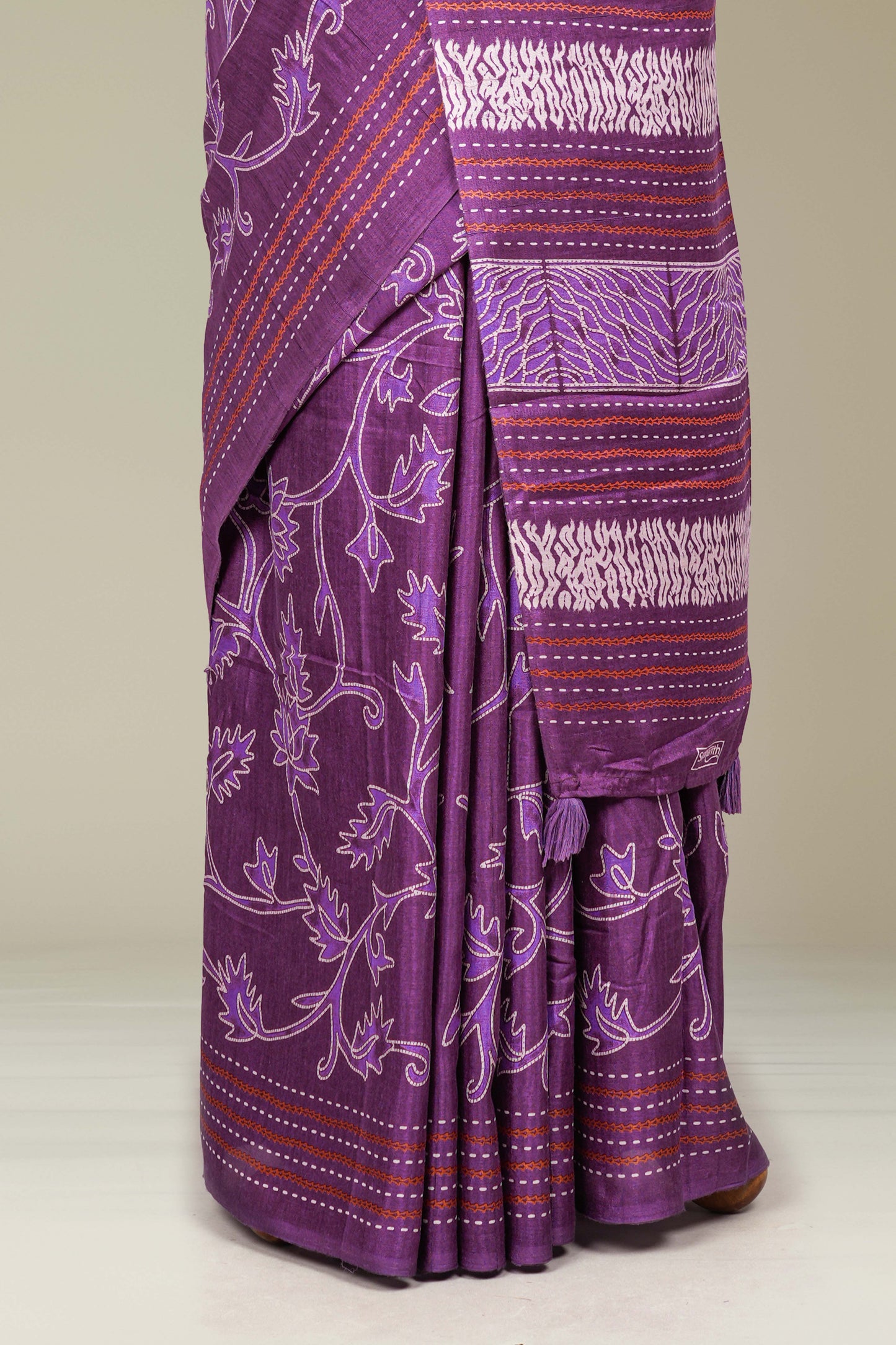 lavender contrast pallu linen