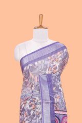  lavender contrast pallu linen cotton