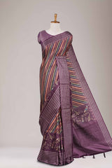 lavender saree with zari border