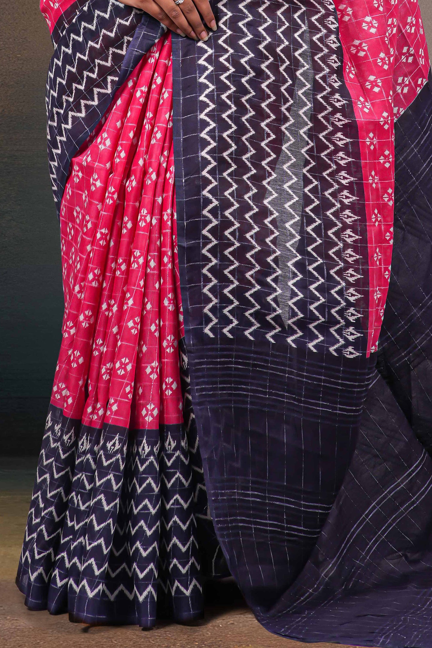 linen festive saree with butta design