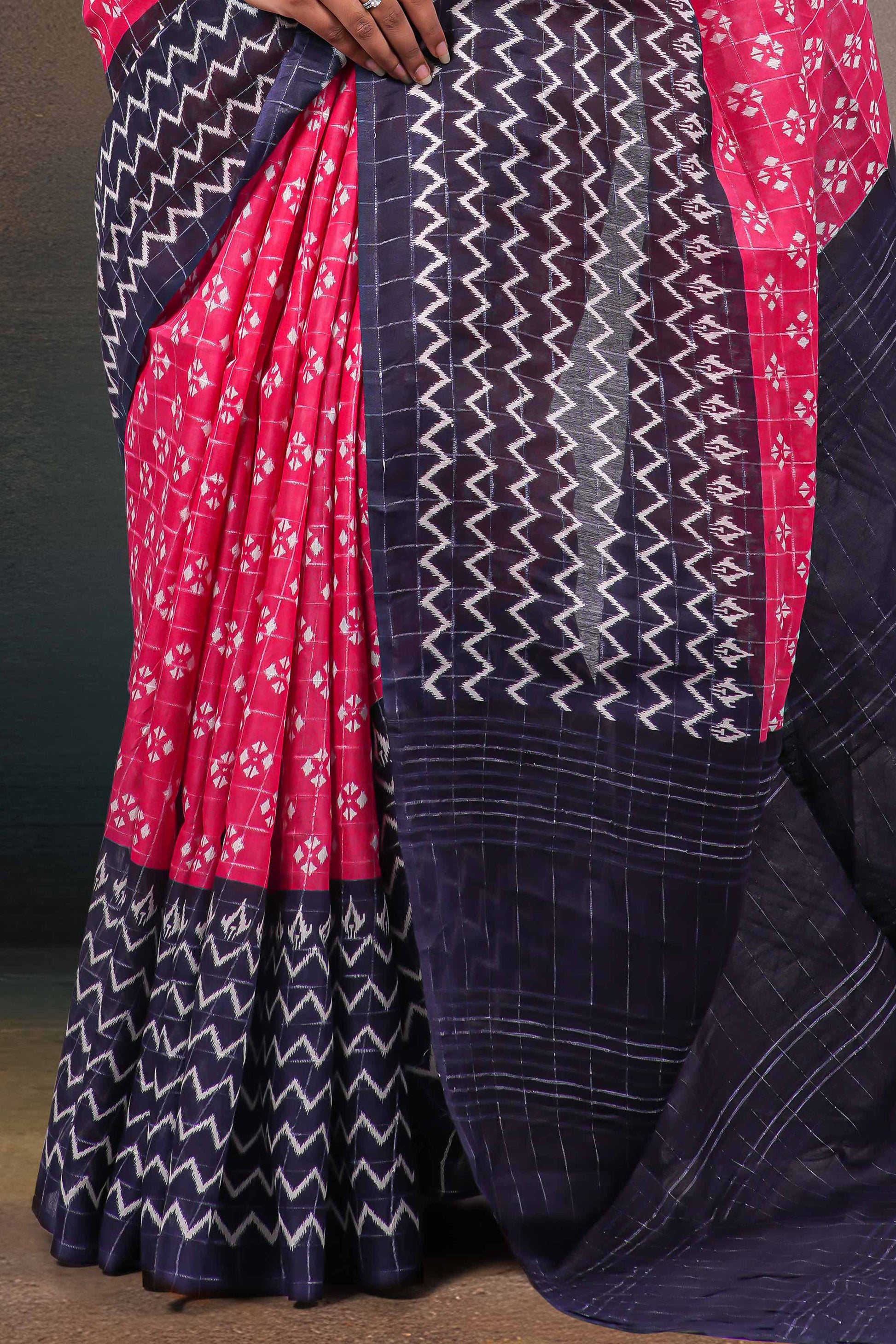 linen festive saree with butta design
