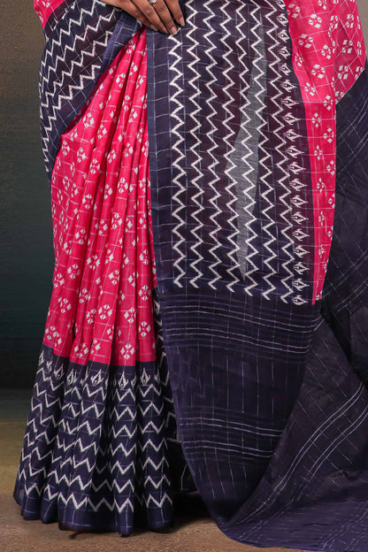 linen festive saree with butta design