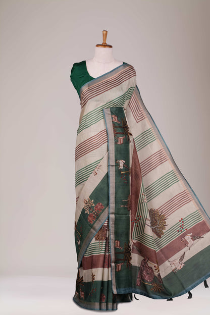 lines printed saree