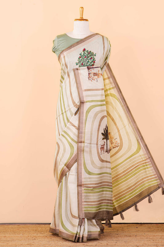 matka tussar printed saree