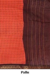 orange striped cotton saree