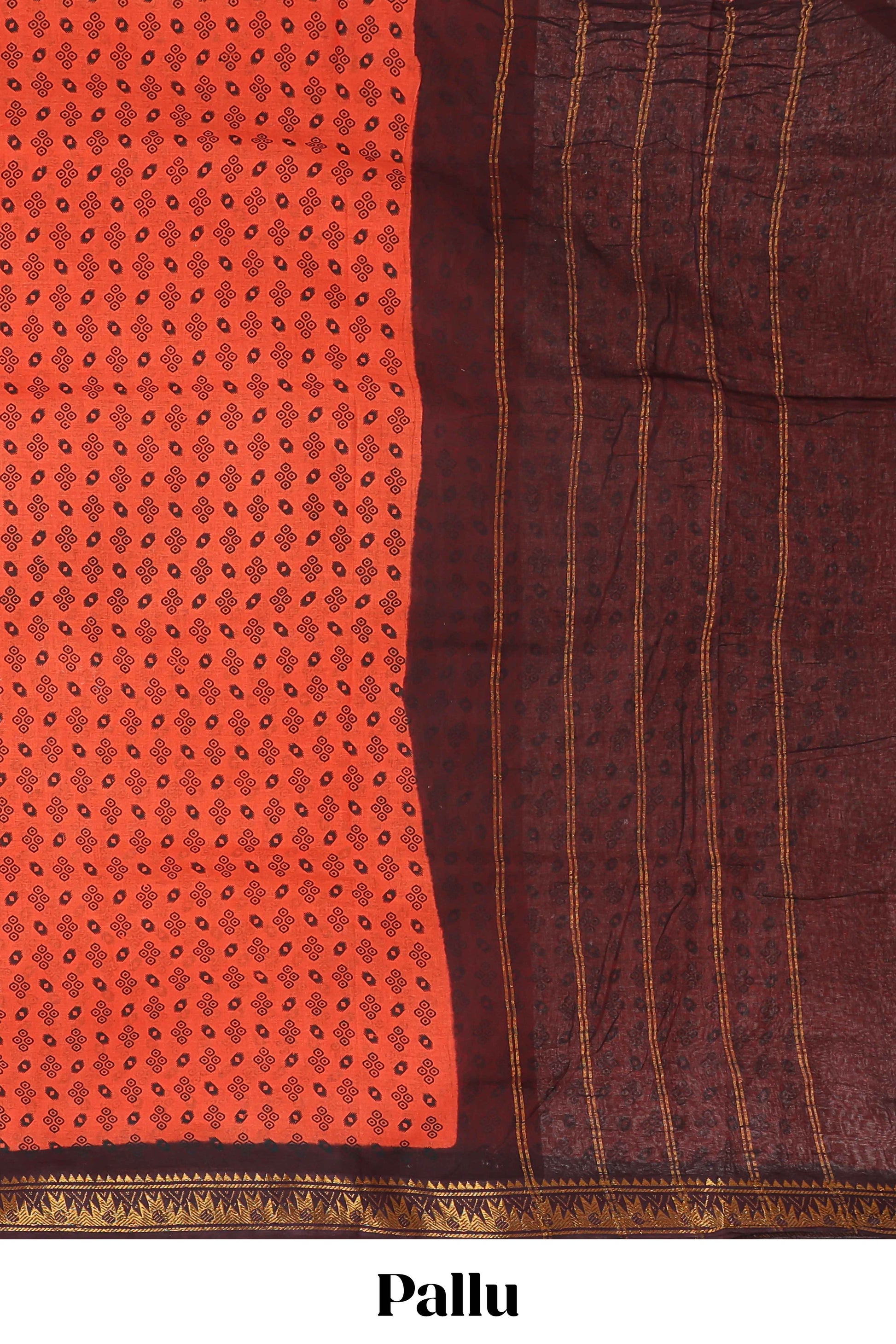 orange striped cotton saree