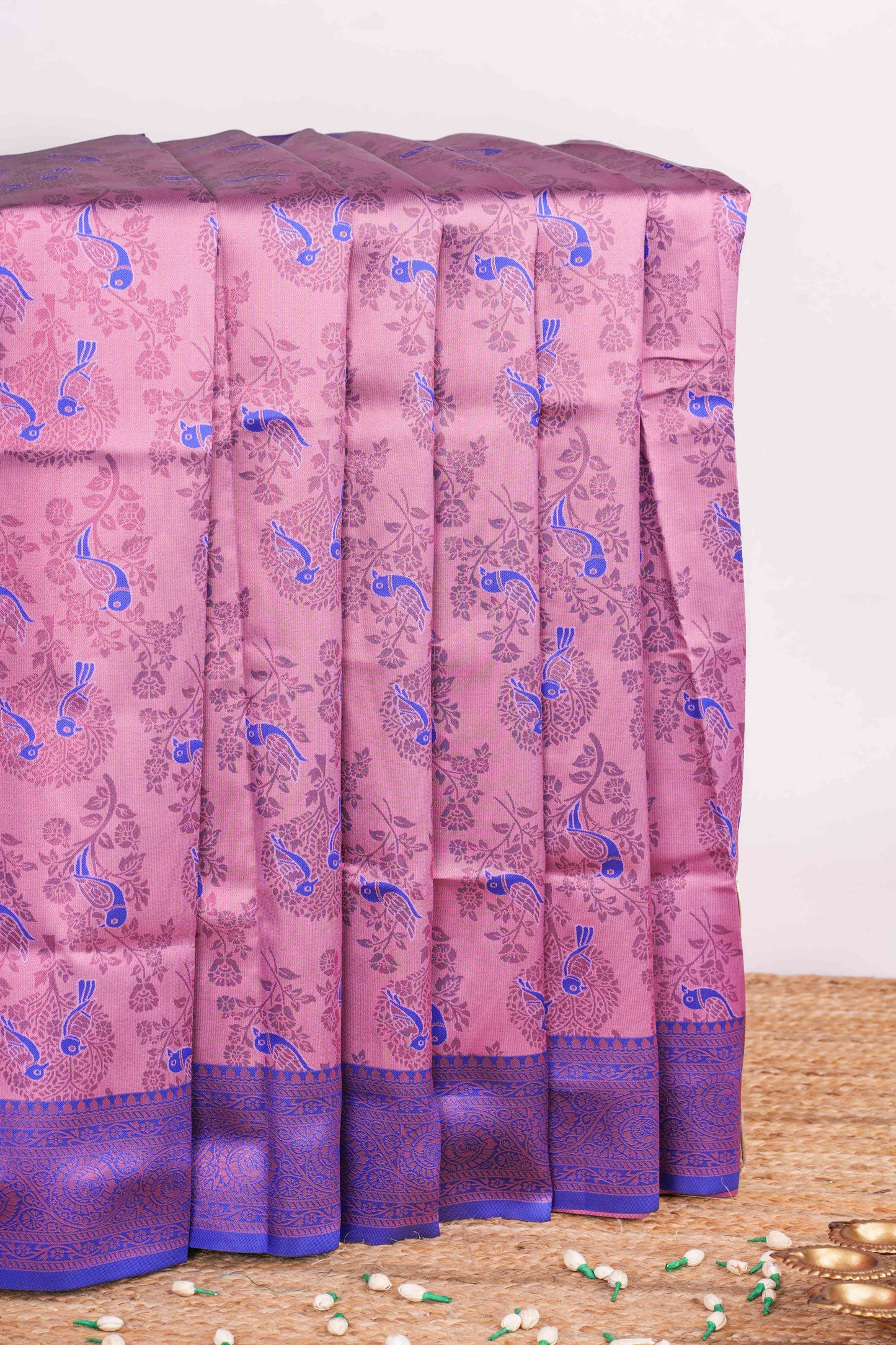 pink Lichi silk floral weave