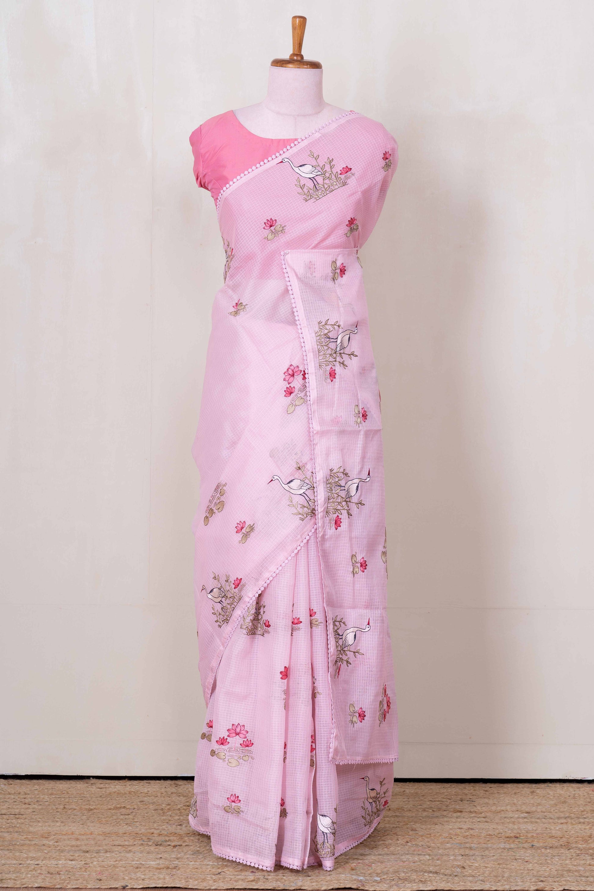 pink cotton Kota cotton saree