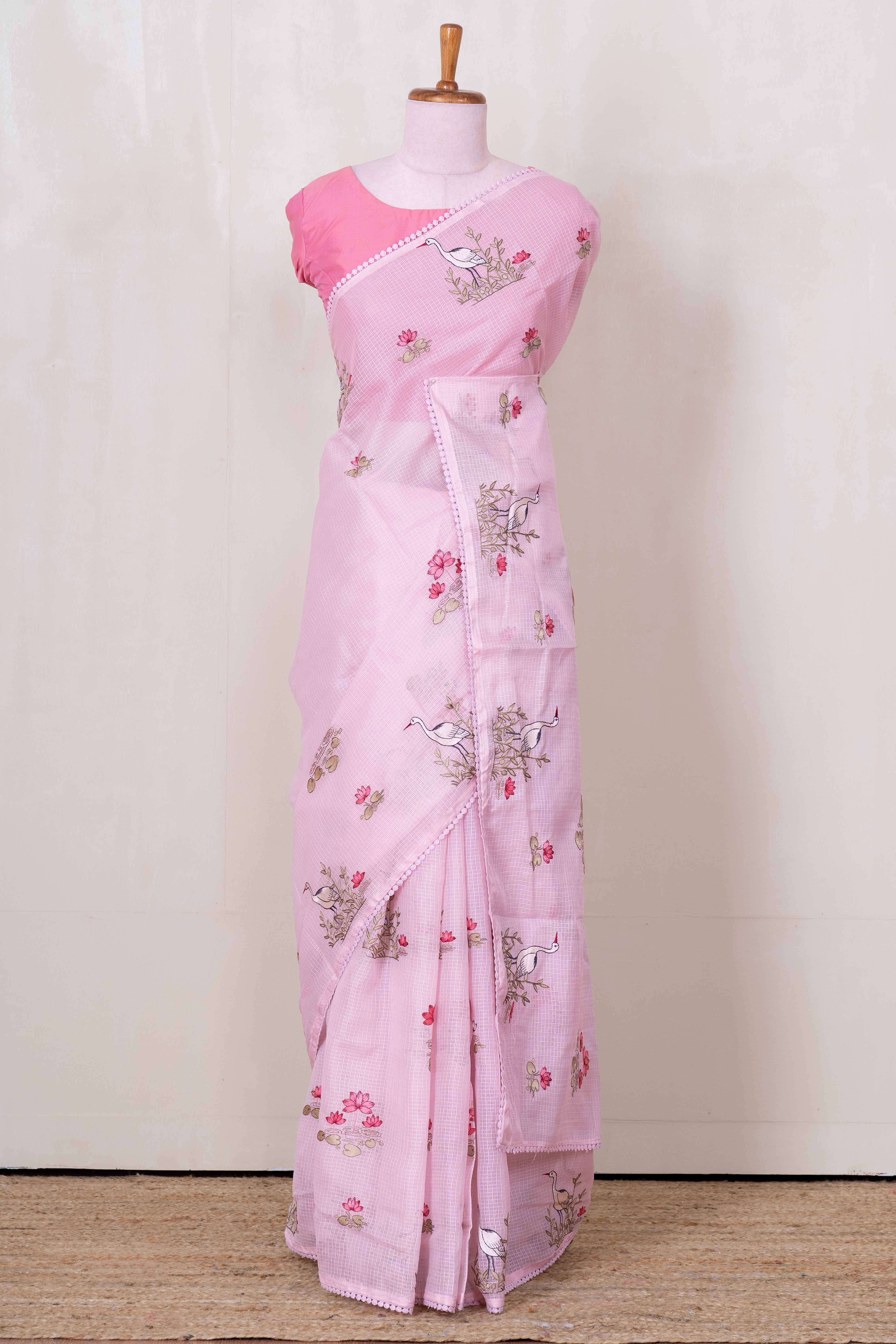 pink cotton Kota cotton saree