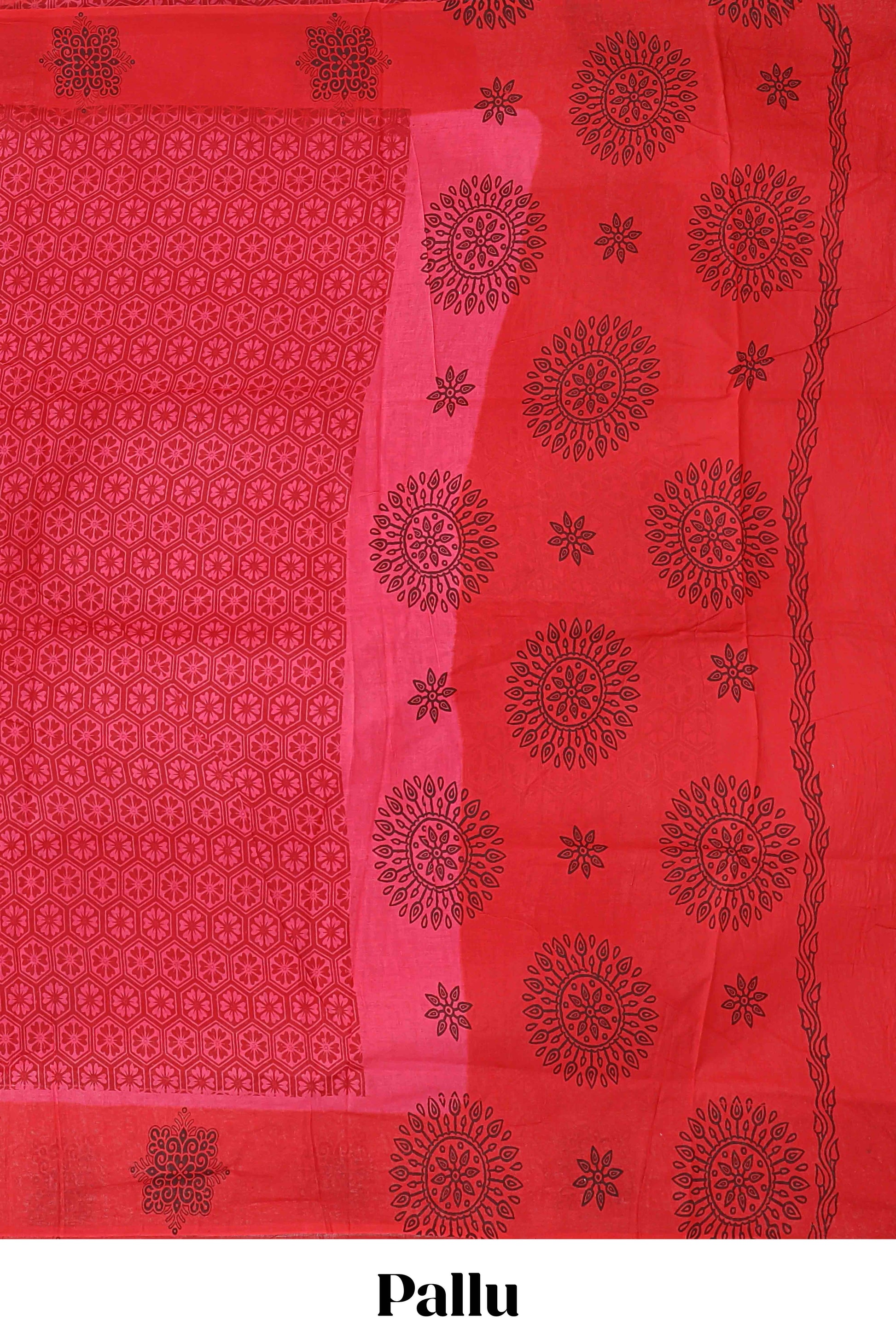 pink floral design saree