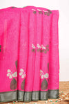 pink linen saree