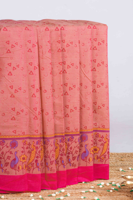 pink printed Chirala cotton saree