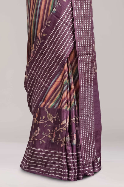 prinded lavender saree