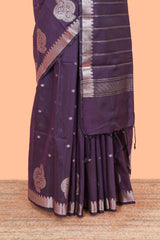 purple Striped pallu accent 
