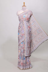  purple floral print linen cotton