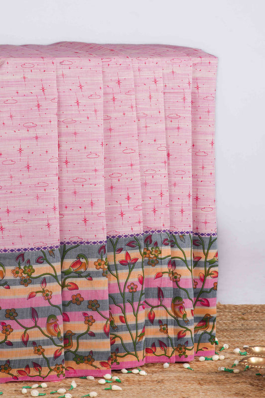 purple printed Chirala cotton saree