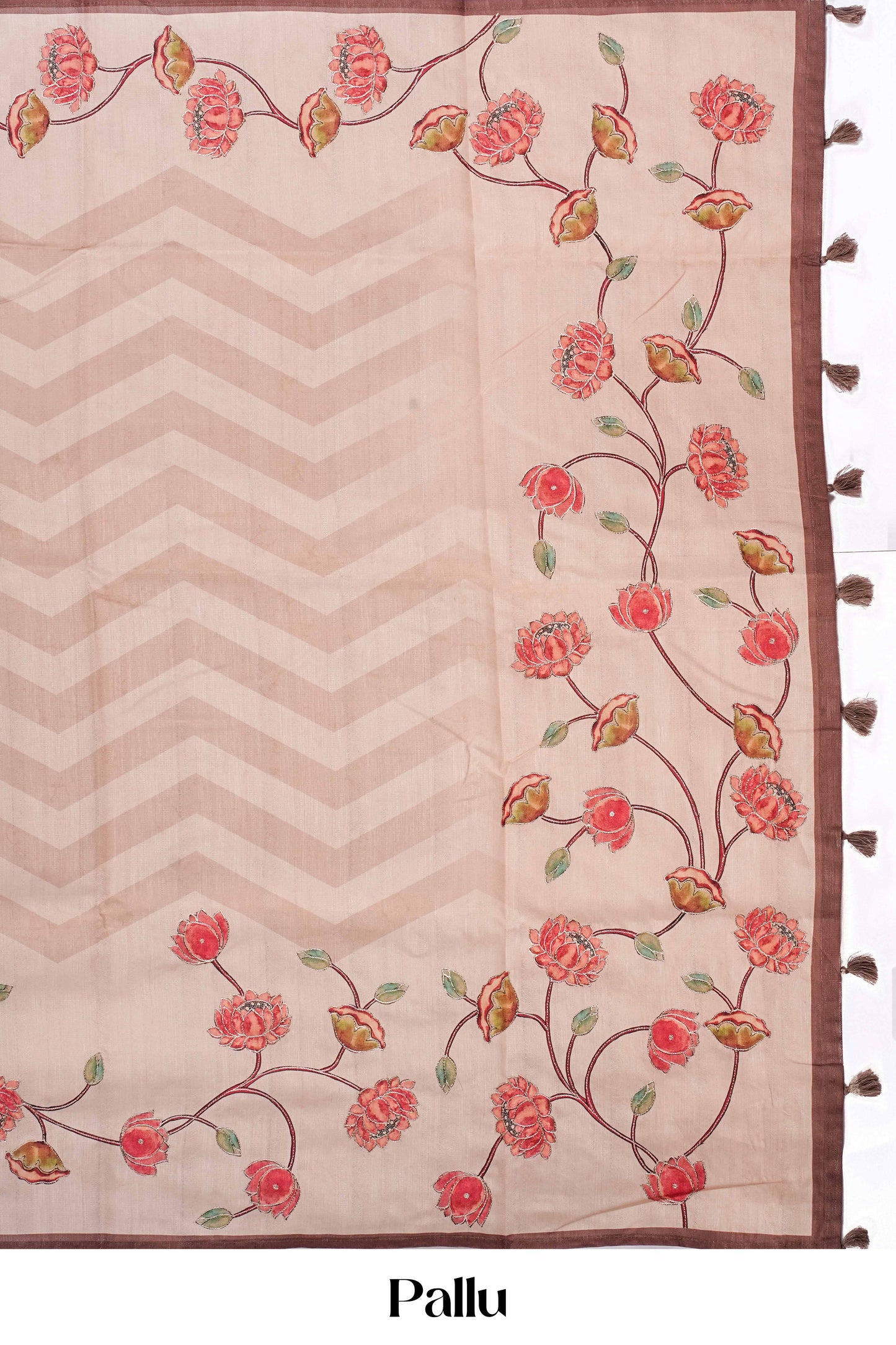 sandal color printed pallu