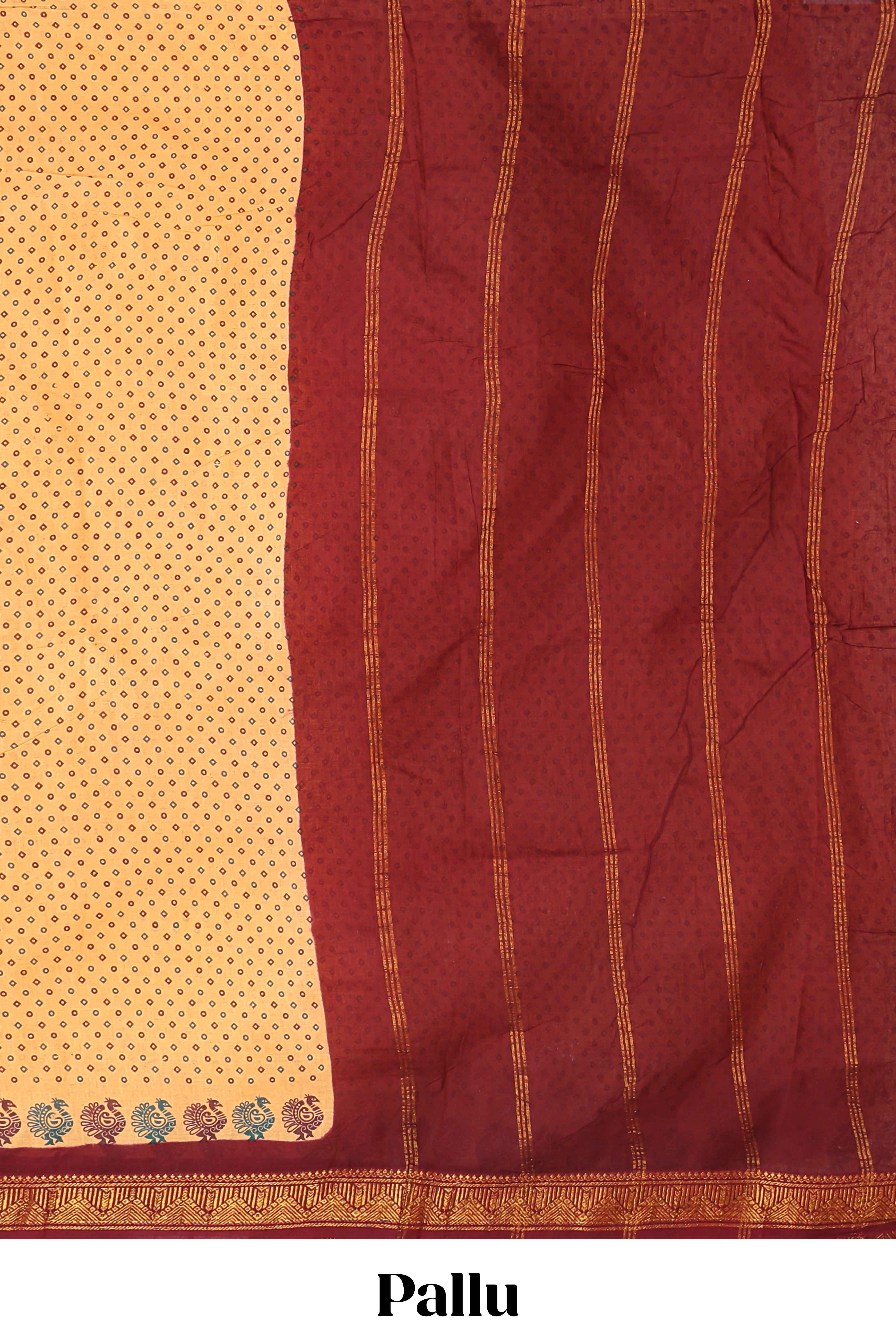 sandal geometric design saree