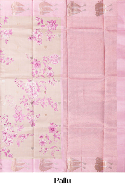 sandal saree with Light woven feel