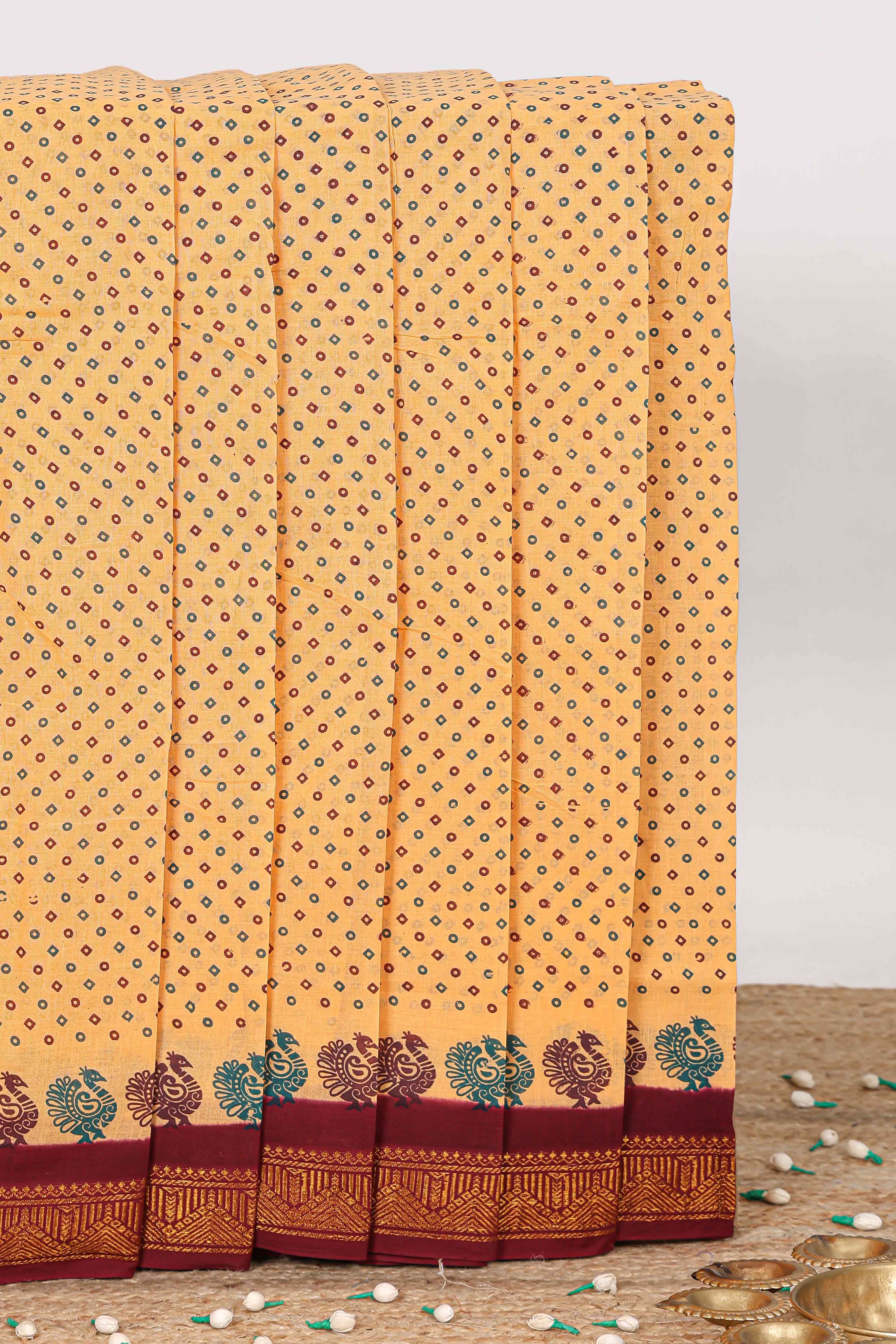 sandal sungudi cotton saree