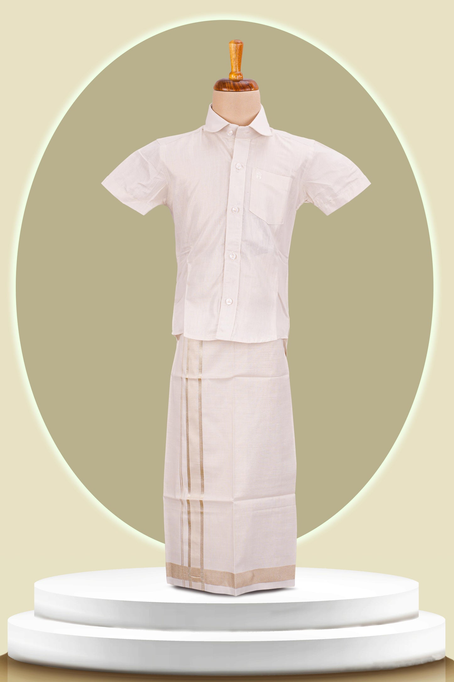 silver dhoti shirt set