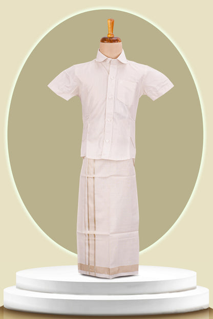 silver dhoti shirt set