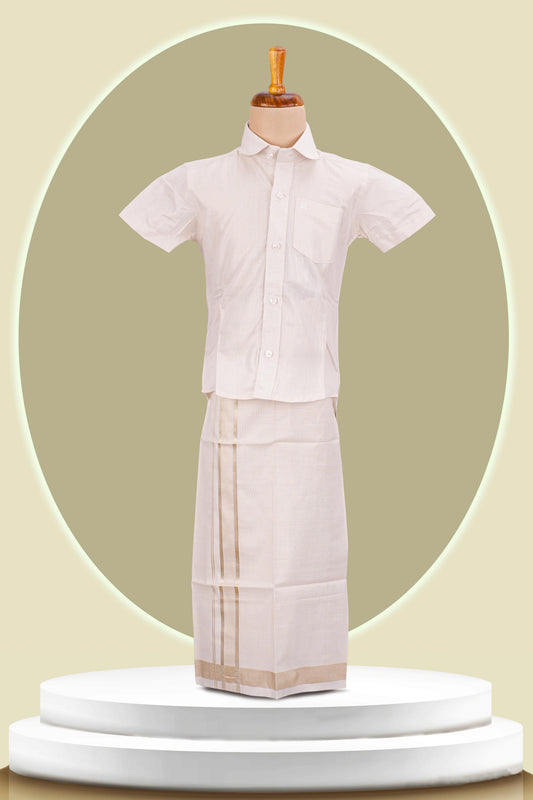 silver dhoti shirt set