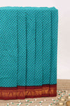  turquoise striped cotton saree