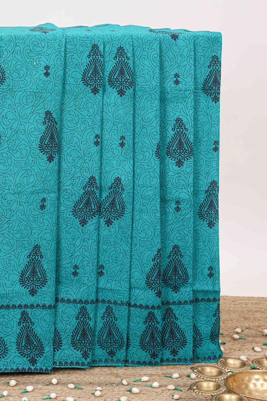 turquoise sungudi cotton saree