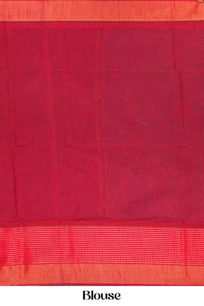 tussar saree with contrast blouse and pallu