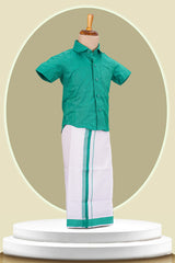 white dhoti shirt setmatching border dhoti